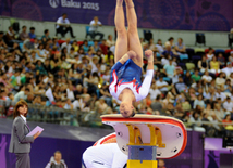 İdman gimnastikası üzrə fərdi çoxnövçülük yarışlarının finalı keçirilir. Bakı, Azərbaycan, 18 iyun 2015